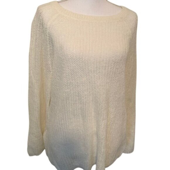 Womens Medium Project Naadam White Acrylic Knit Sweater With Bow-Tie Sleeves - Picture 2 of 6